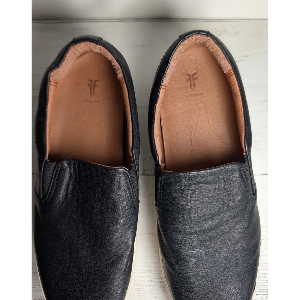 Frye Ivy Slip On Black Leather Platform Sneakers 7.5M 3471292-BLK - Picture 6 of 8